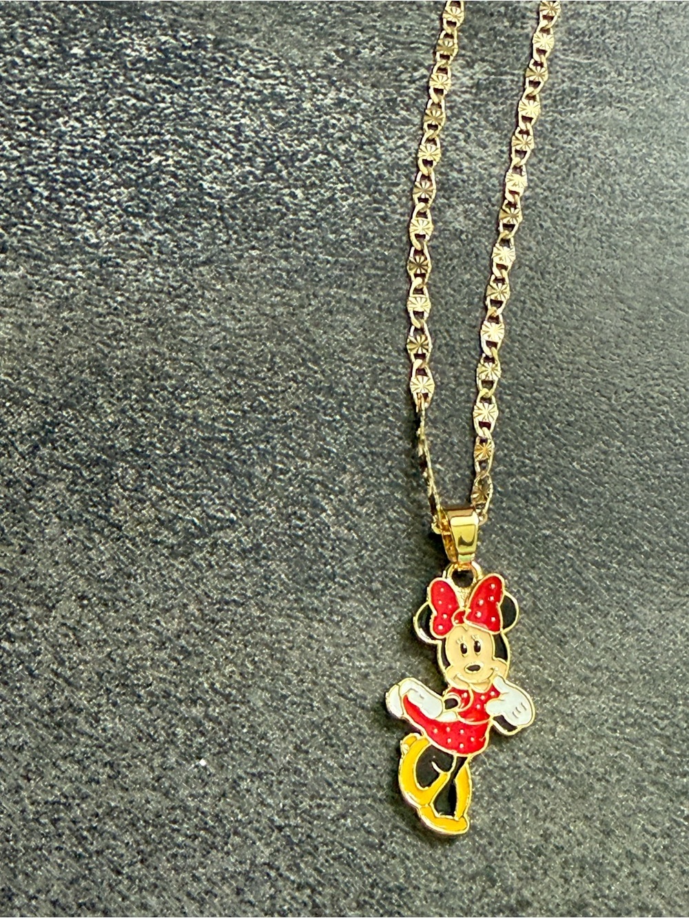 Kids Gold-Tone Minnie Mouse Pendant Necklace - Red & Yellow